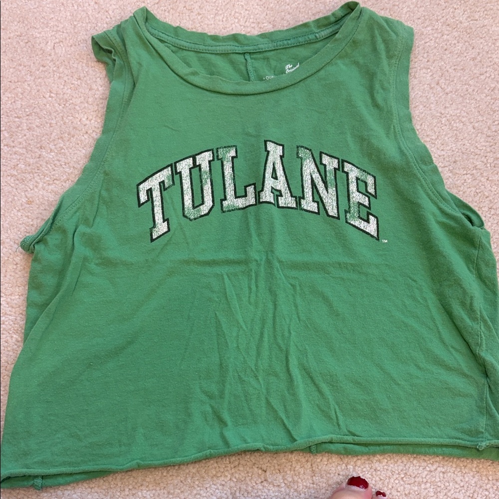 Original Retro Brand Green Tulane Cropped Tank Top